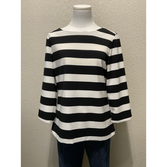 Ann Taylor, 3/4 Sleeve, Boatneck, Black/White Stripe Blouse, Size: 6 - Picture 1 of 5